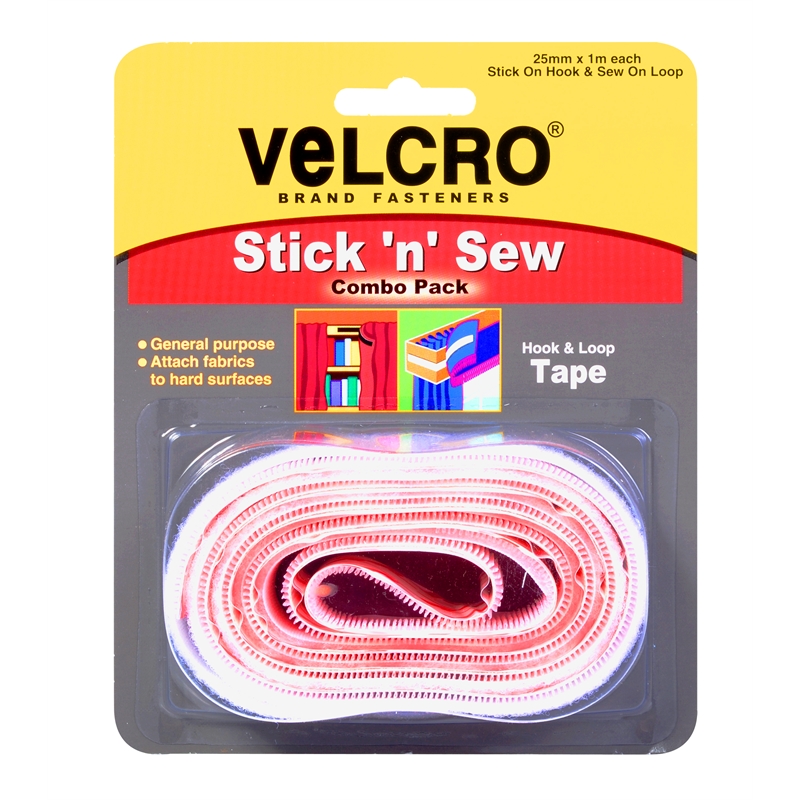 Stick&sew Combo Velcro 25mm 1m White Vl25567 I/N 3960007 | Bunnings