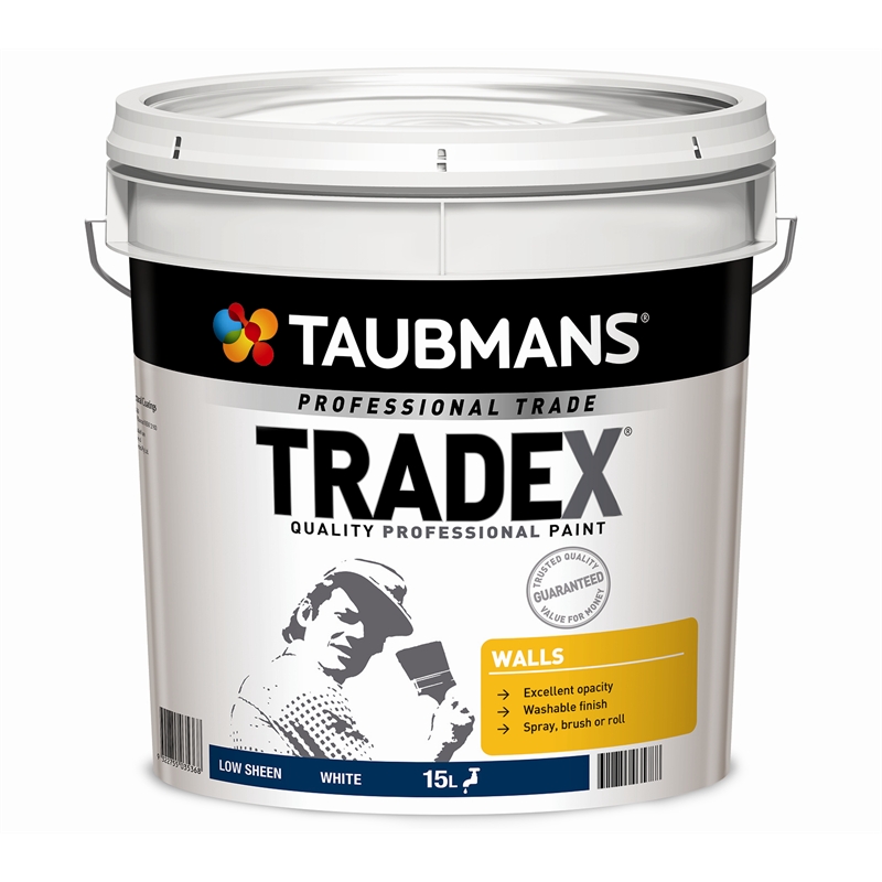 Taubmans Tradex 15L White Low Sheen Interior Wall Paint | Bunnings