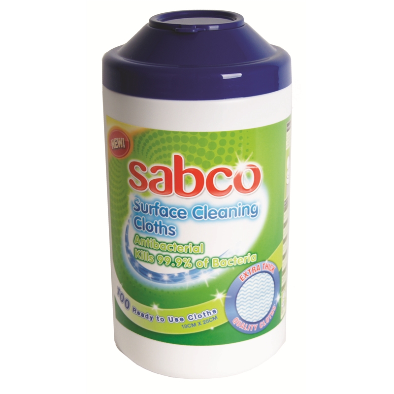 Sabco Antibacterial Disposable Surface Wipes 100 Pack I/N 4460549