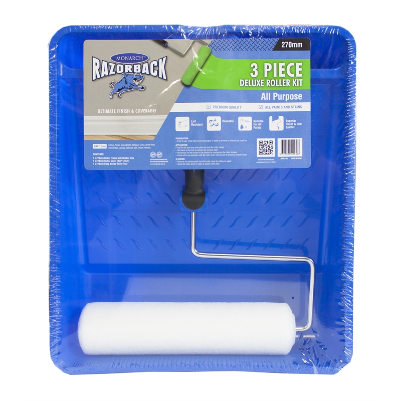 Monarch 270mm Razorback 3 Piece Deluxe Roller Kit Bunnings Warehouse