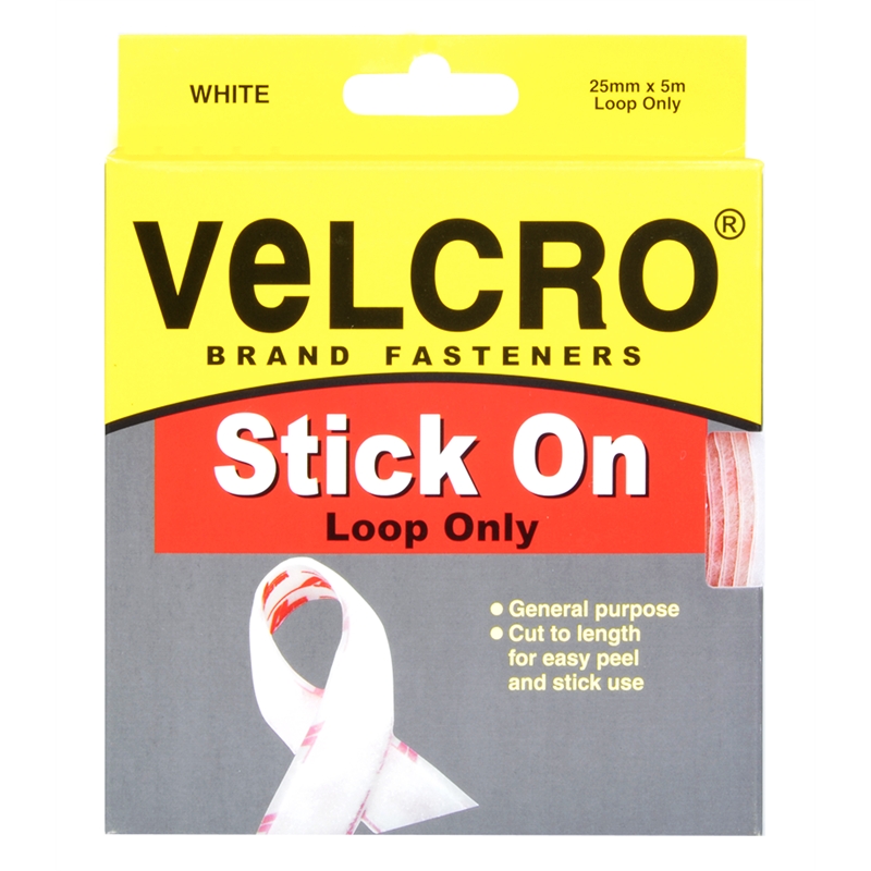 Velcro 25mm x 5m White Stick On Loop Tape I/N 3960030 Bunnings Warehouse
