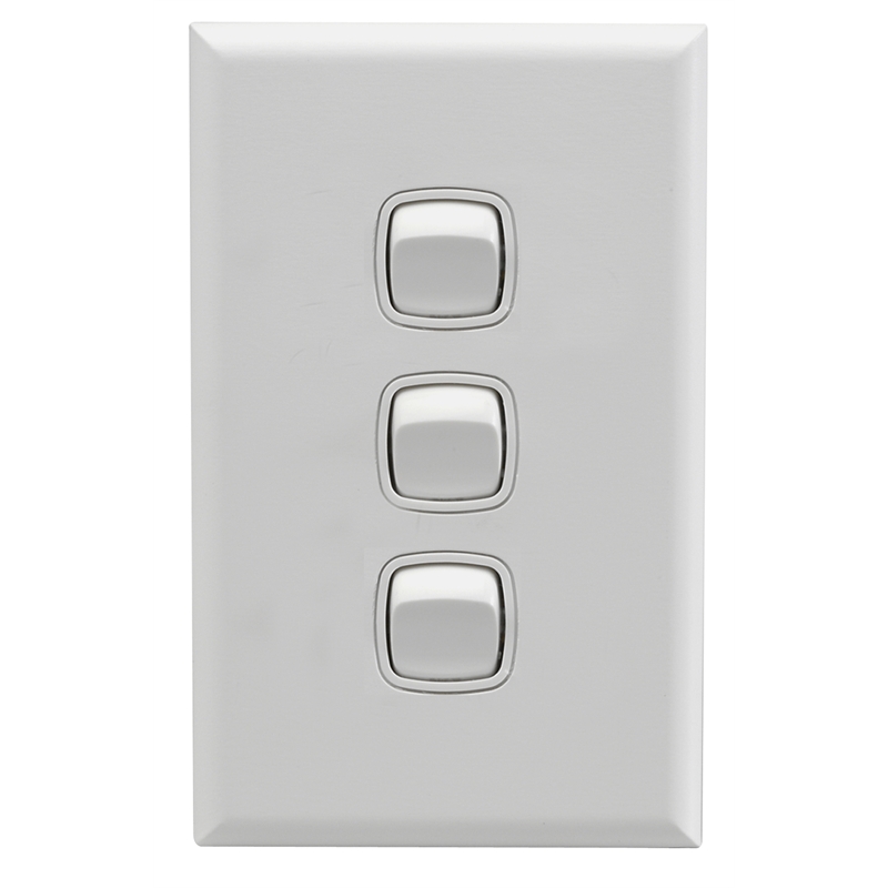 HPM Excel White 3 Gang Light Switch | Bunnings Warehouse - 