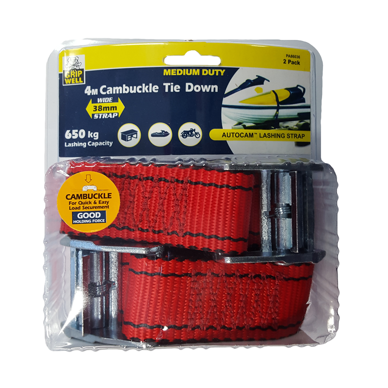 Gripwell 38mm x 4m 650kg Lashing Strap 2 Pack Bunnings Warehouse