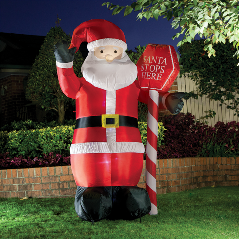 Lytworx Inflatable Santa With Stop Here Sign I/N 4351748 | Bunnings