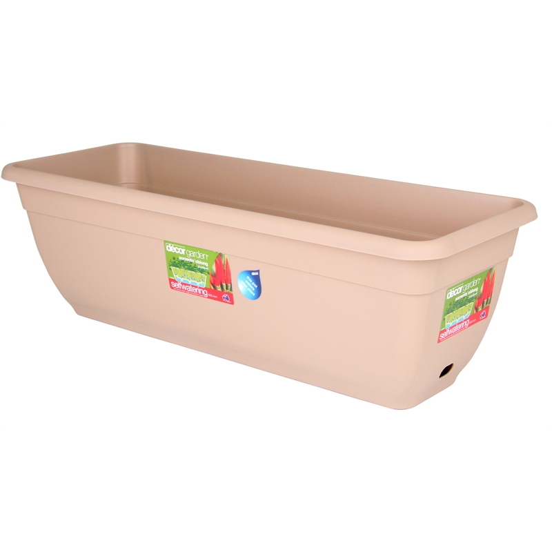 Decor Sorrento 450mm Latte Oblong Self Watering Plastic Pot In 2940712