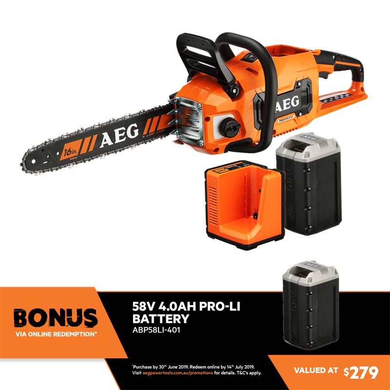 AEG 58V 4.0Ah Brushless Chainsaw Kit Bunnings Warehouse