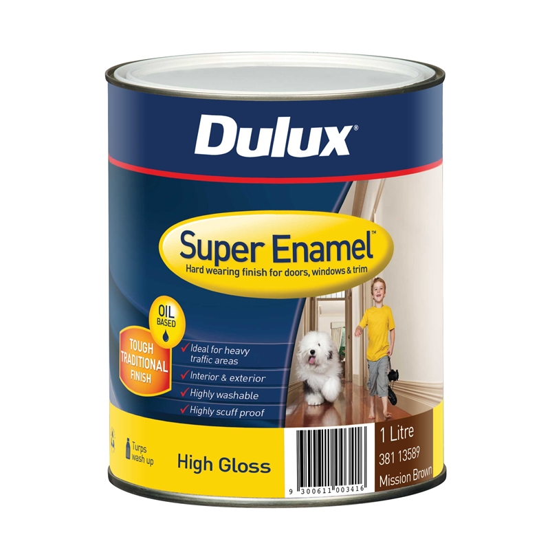 Dulux Super  Enamel 1L High  Gloss  Mission Brown Enamel Paint 
