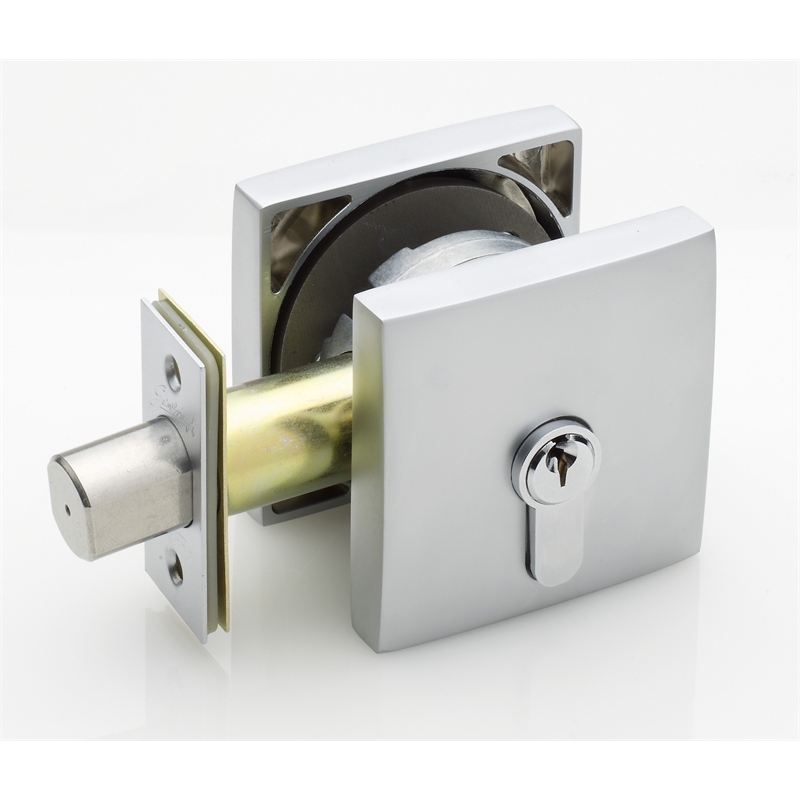 Gainsborough Bright Chrome Smooth Square Double Cylinder Deadbolt