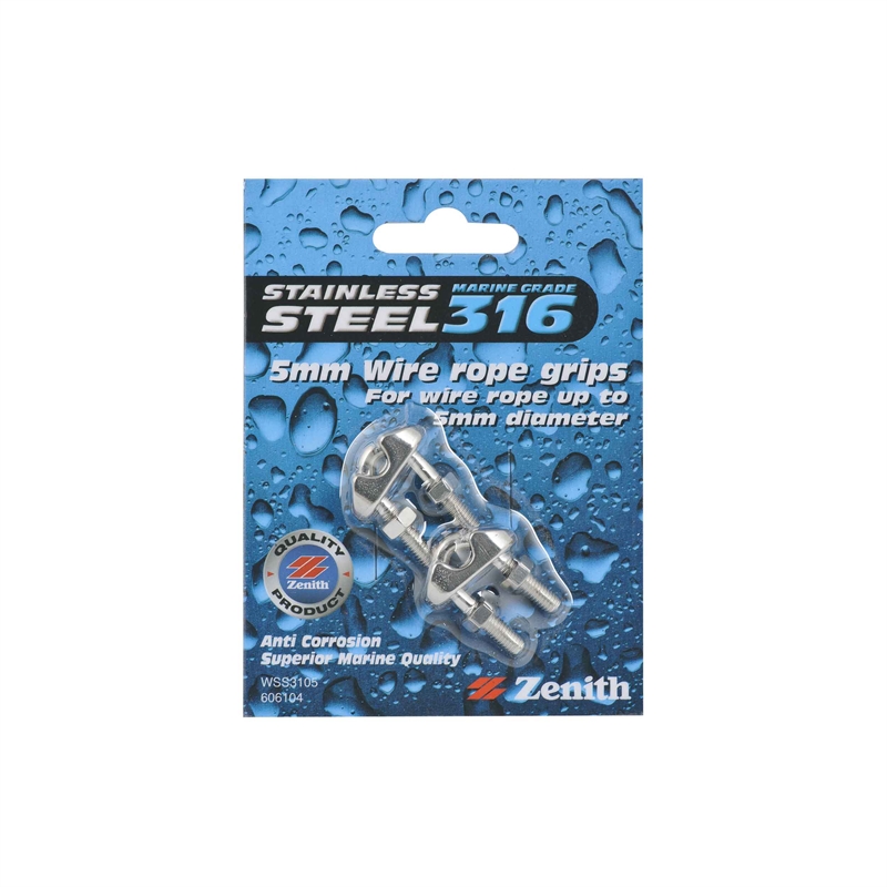 Zenith 5mm Stainless Steel Wire Rope Grip 2 Pack Bunnings Warehouse