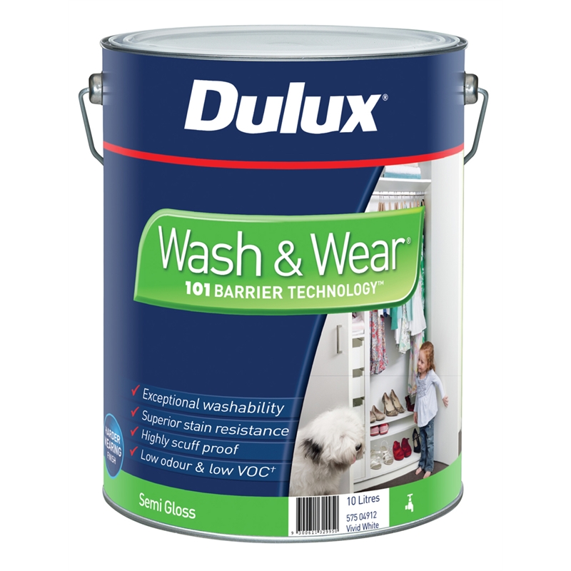 Dulux Wash & Wear 101 10L Semi Gloss White Interior Paint I/N 1406380