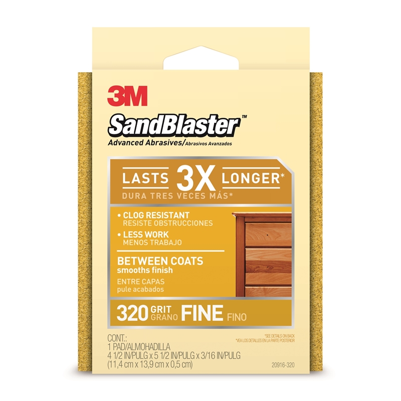 3M™ Sandblaster™ 320 Grit Fine Between Coats Sanding Sponge