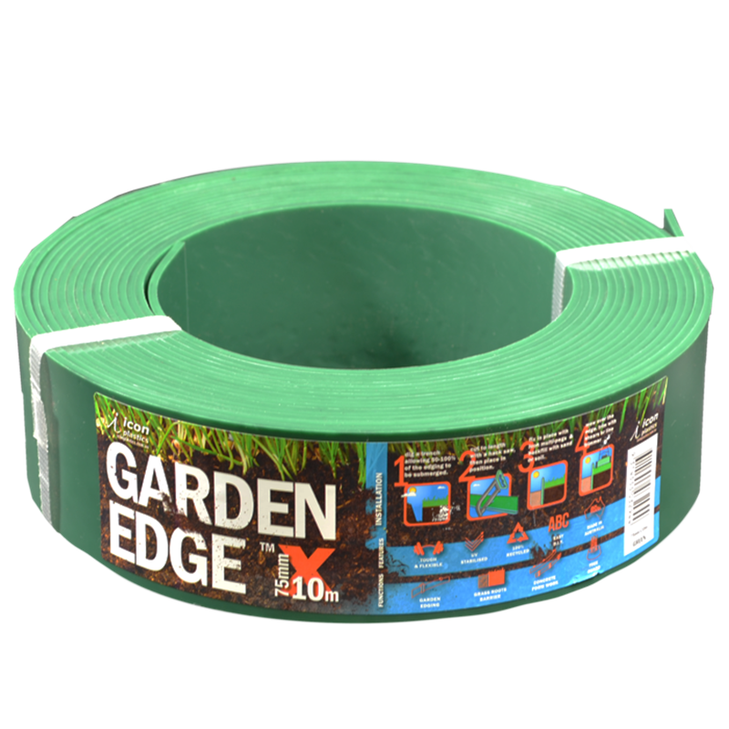 Icon Plastics 75mm x 10m Green Garden Edge | Bunnings Warehouse