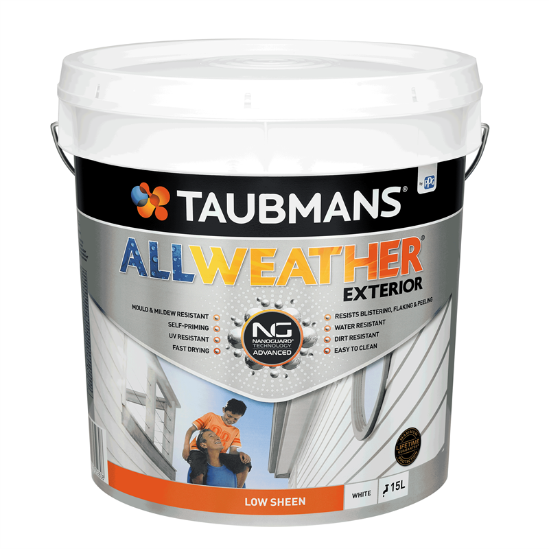 Taubmans All Weather Low Sheen White Exterior Paint 15L
