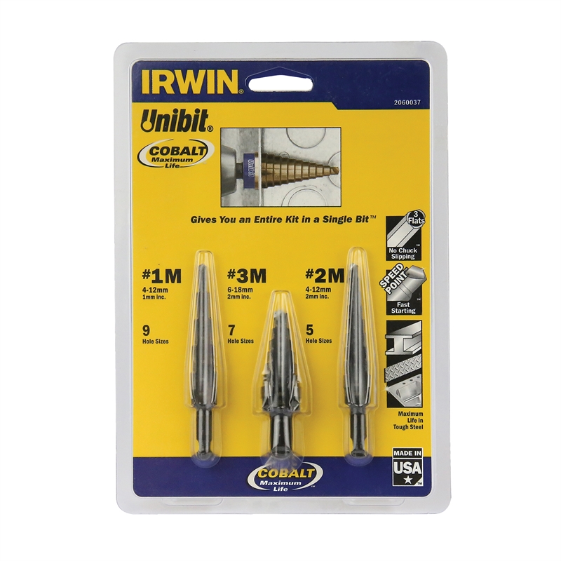 IRWIN Unibit Cobalt Step Drill 3 Pack Bunnings Warehouse