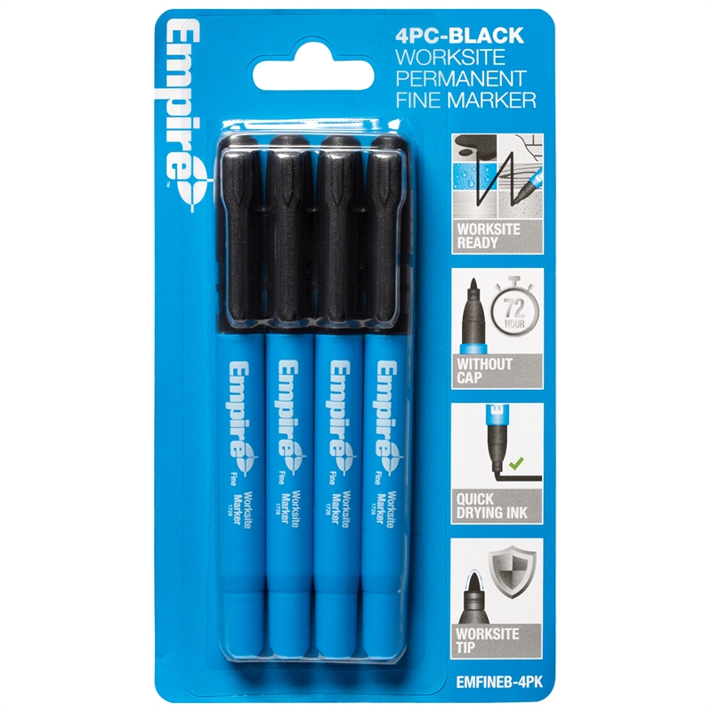 Empire Fine Tip Worksite Marker 4 Pack Bunnings Warehouse