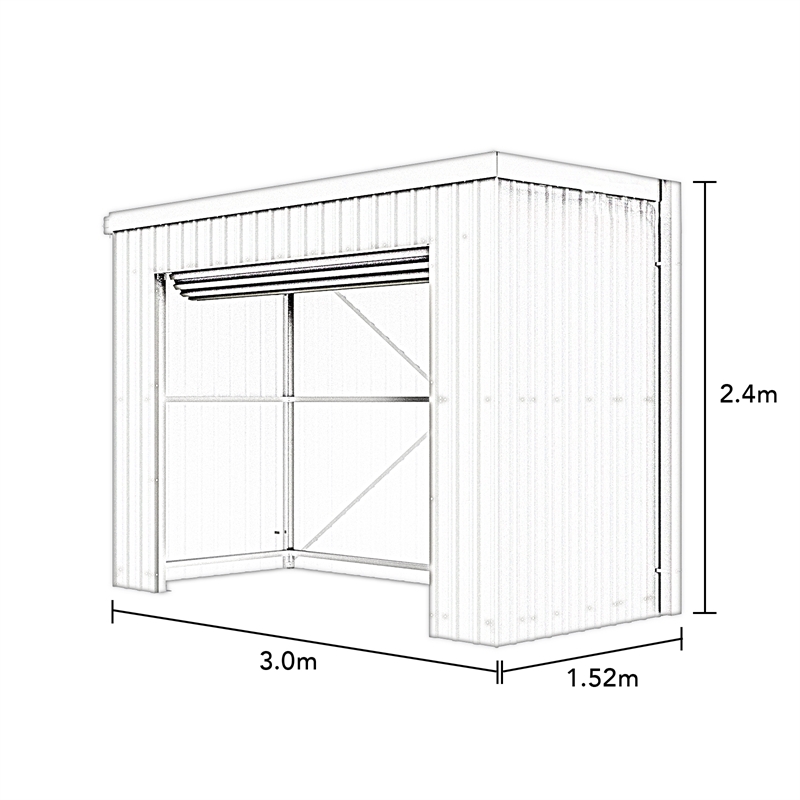 Absco Sheds 3.0 x 1.52 x 2.4m Monument Fortress Shed ...