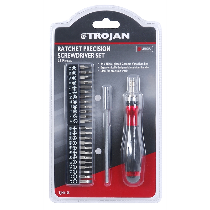 Trojan 26 Piece Ratchet Precision Screwdriver Set