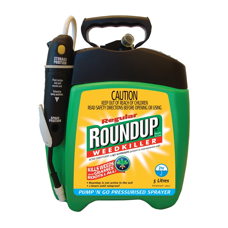 Roundup 5L Fast Acting All Purpose Weedkiller Pump 'N' Go Spray I/N ...