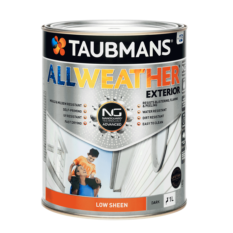 Taubmans All Weather Low Sheen Dark Exterior Paint 1L
