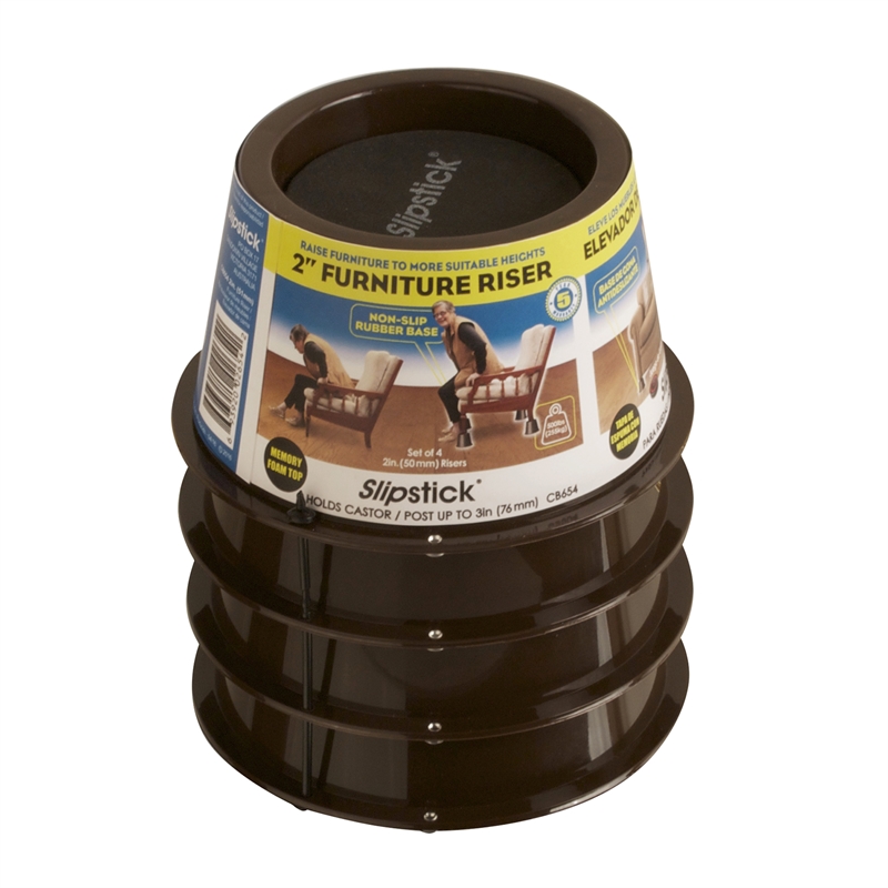 Slipstick 50mm Small Brown Bed Leg Riser 4 Pack Bunnings Warehouse
