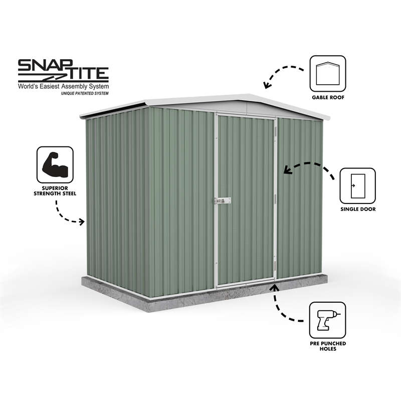 Absco Sheds 2.26 x 1.44 x 2.00m Regent Single Door Shed 