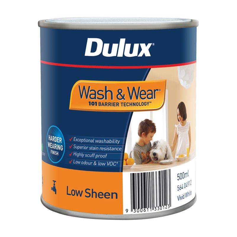 Dulux Wash & Wear 101 500ml Low Sheen Vivid White Interior Paint I/N ...