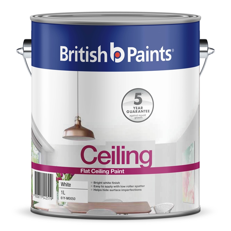 British Paints 1L Flat White Ceiling Paint | Bunnings ...