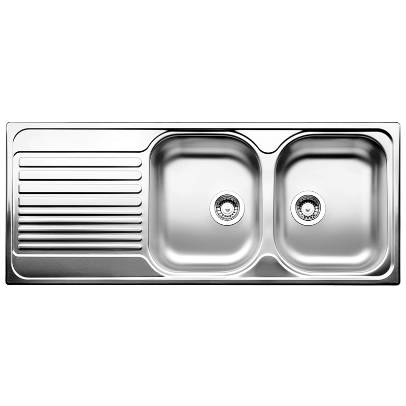 Blanco 1210mm Tipo Right Hand Double Bowl Stainless Steel Inset With Drainer