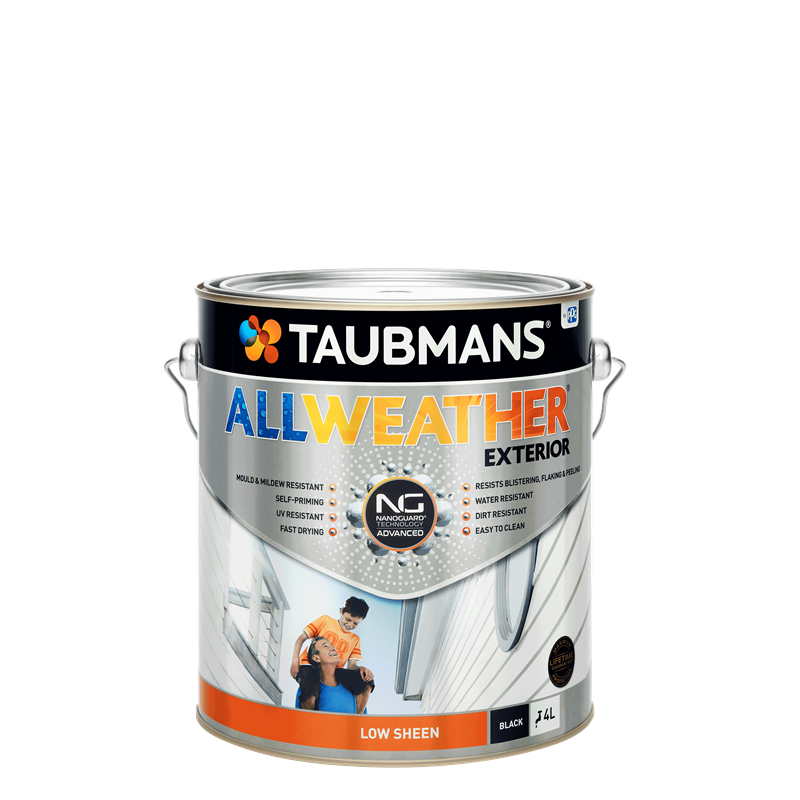 Taubmans 4L Low Sheen Black All Weather® Exterior Paint Taubmans 4L Low Sheen Black All Weather® Exterior Paint