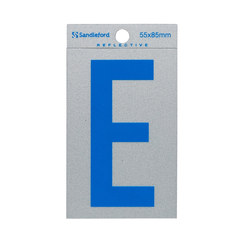 Sandleford 85 x 55mm 'E' Self Adhesive Blue Reflective Letter