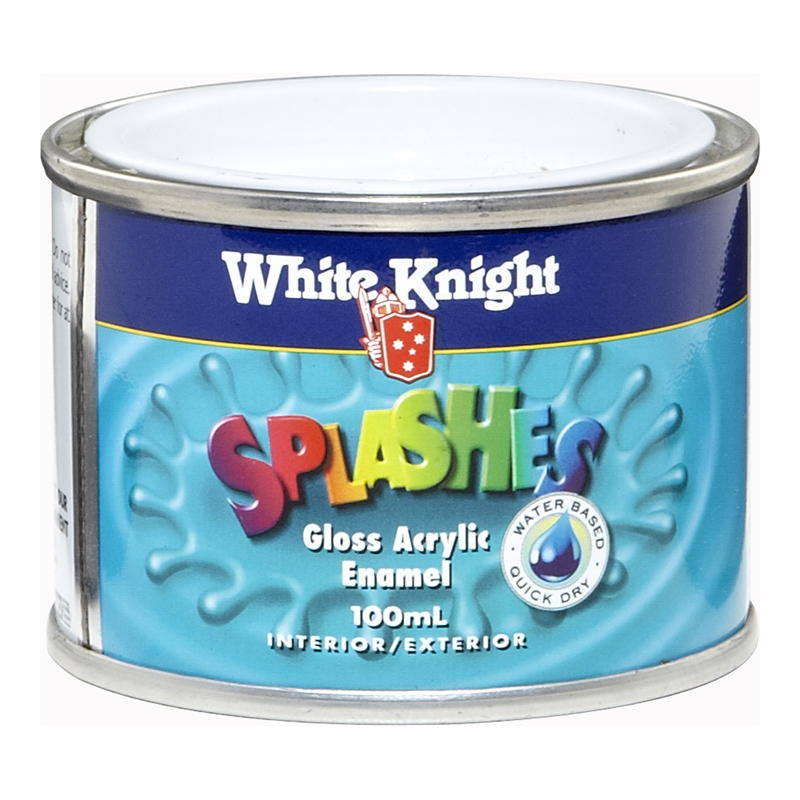 White Knight Splashes 100ml Clear Gloss Water Based Interior Paint I/N