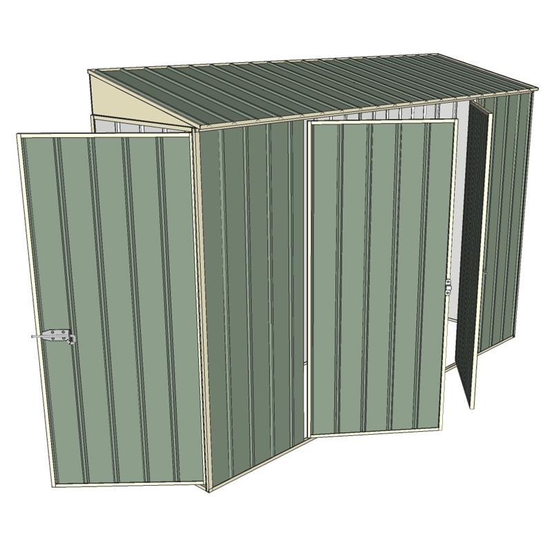 Build-a-Shed 0.8 x 3.0m Green Triple Hinged Door Narrow Shed I/N ...