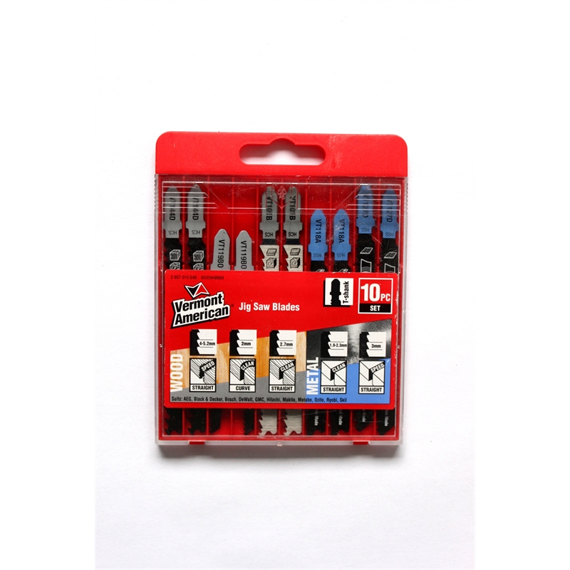 Vermont American TShank Wood / Metal Jigsaw Blade Set 10 Pack I/N