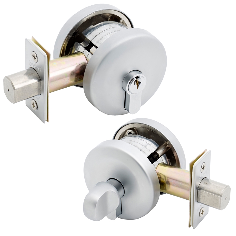 Gainsborough Satin Chrome Single Cylinder G2 Series Smooth Round Deadbolt