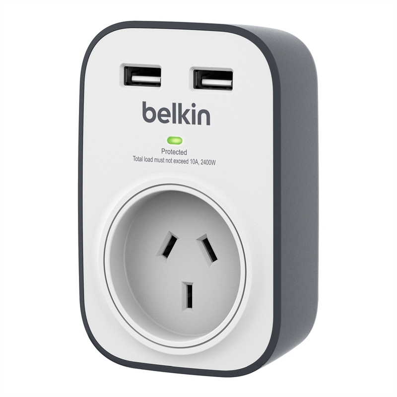 Belkin 1 Outlet 2 USB Surge Protector Powerboard ...