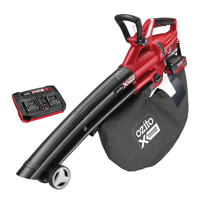 Ozito Power X Change 2 x 18V Brushless Blower Vac And Mulcher Kit