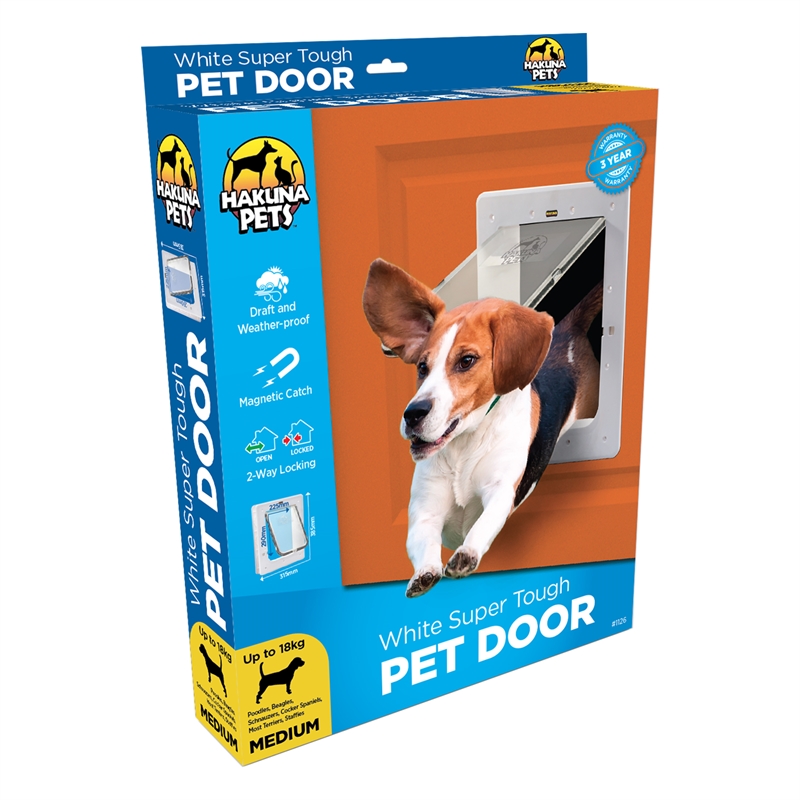 Hakuna Pets White Medium Super Tough Pet Door | Bunnings Warehouse