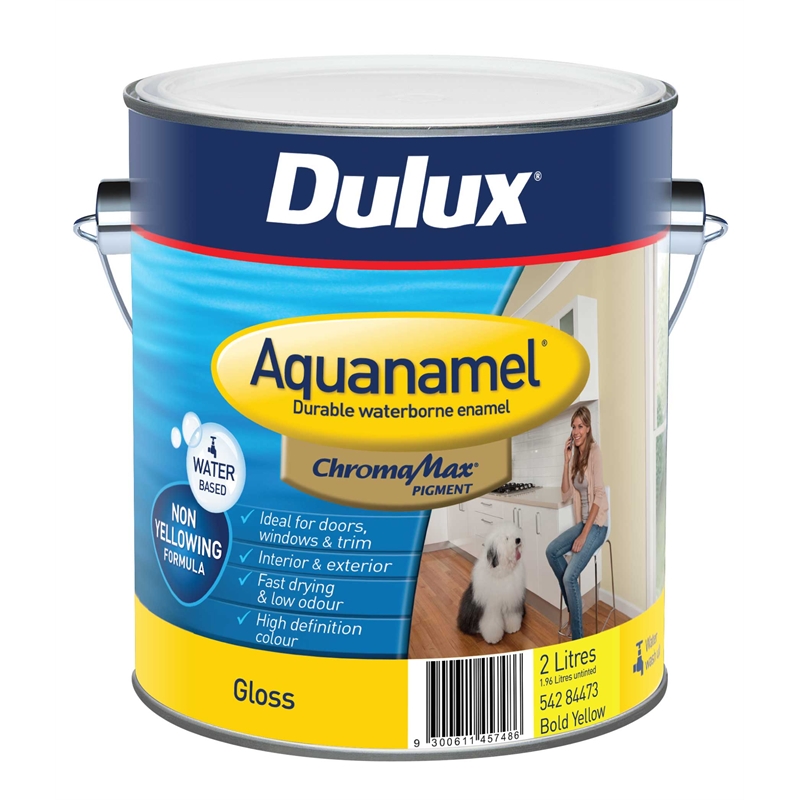  Dulux  Aquanamel 2L High Gloss Bold Yellow  Enamel Paint  