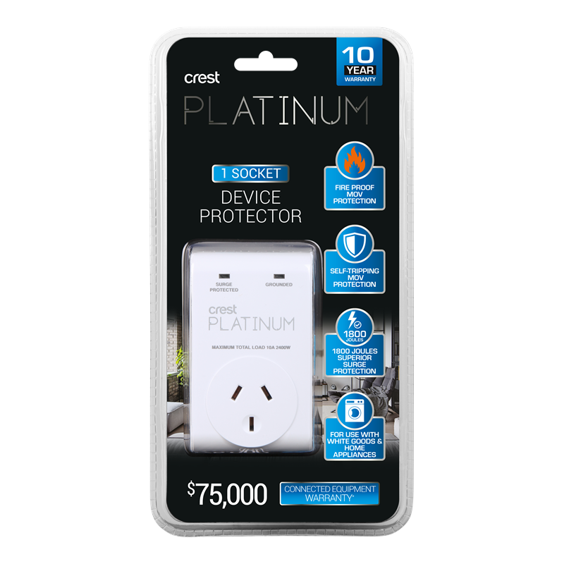 Crest Single Socket Device Protector Bunnings Warehouse