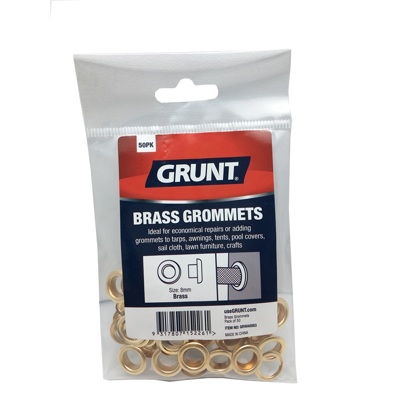 Grunt 8mm Brass Plated Grommet bing Accessory 50 Pack