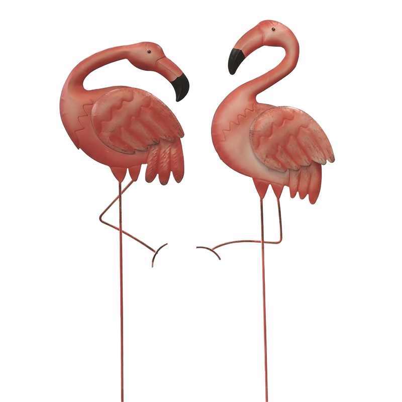 wild flamingo garden stakes pair