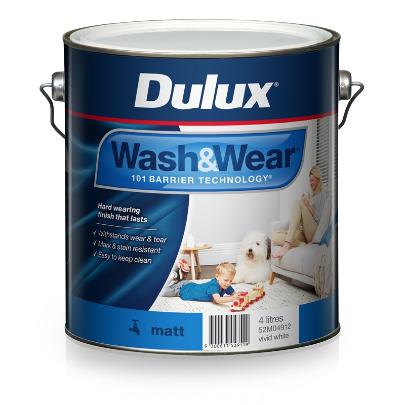 Dulux Wash&Wear 4L Vivid White Matt Paint | Bunnings Warehouse