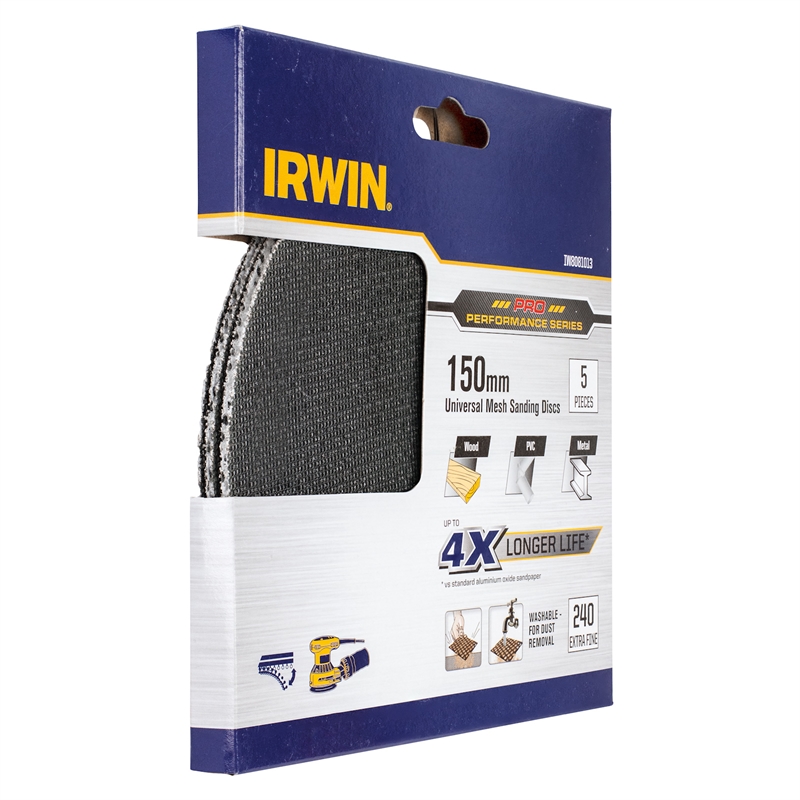 Irwin 150mm 240 Grit Orbital Sanding Disc 5 Pack Bunnings Warehouse