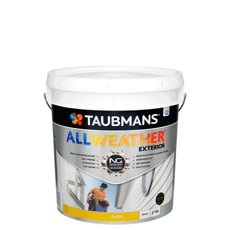 Taubmans 15L White All Weather® Exterior Gloss Paint Taubmans 15L White All Weather® Exterior Gloss Paint