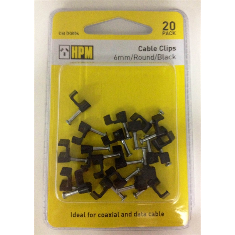 HPM Cable Clips 6mm Round 20pk Black Bunnings Warehouse