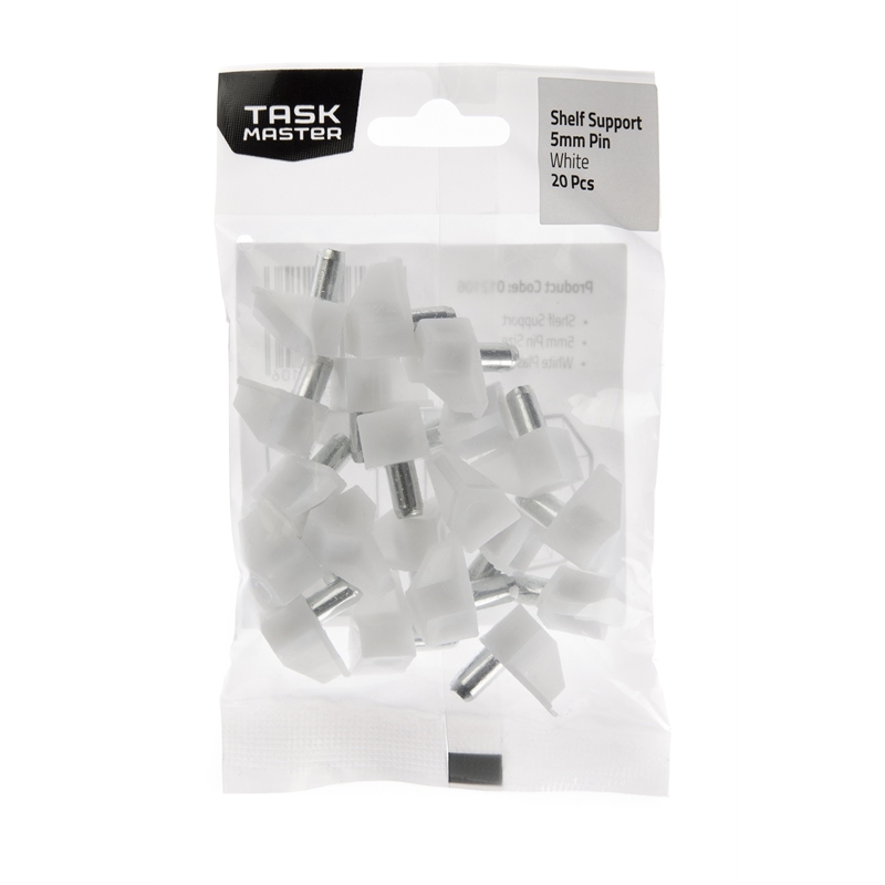 Taskmaster 5mm Pin White Plastic Shelf Support 20 Pack Bunnings