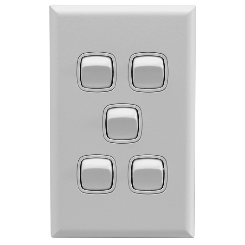 HPM Excel White 5 Gang Light Switch Bunnings Warehouse