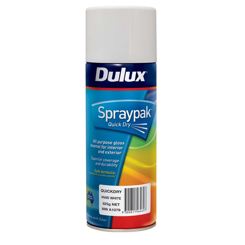 Dulux Spraypak 325g Vivid White Enamel Spray Paint I/N 1400149