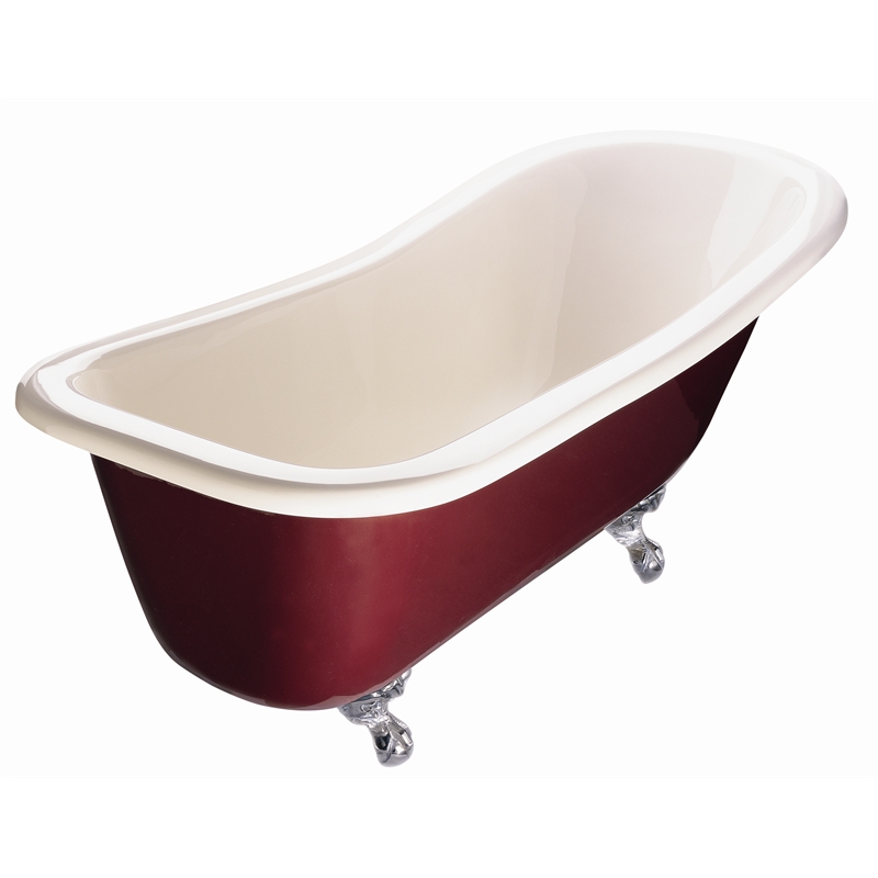 Marbletrend 1760 x 750 x 735mm 200L White Burgundy Highback Clawfoot