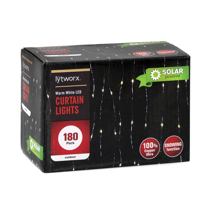 Lytworx 180 Warm White LED Curtain Solar Lights Bunnings Warehouse